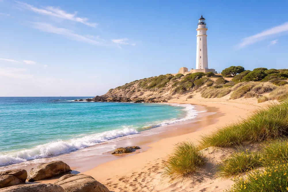 Vistas del Faro de Trafalgar desde los alojamientos Luzdimar en Zahora